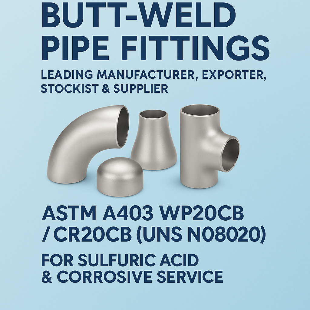 ASTM A403 WP20CB / UNS N08020 Butt-Weld Pipe Fittings Manufacturer, Exporter, Supplier