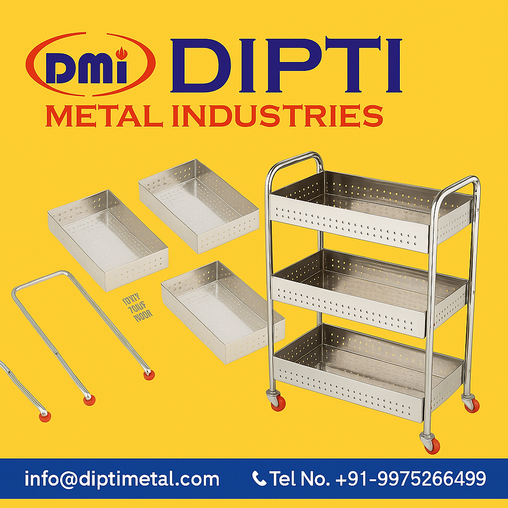 3-Tier Stainless Steel Kitchen Storage Rack with Wheels