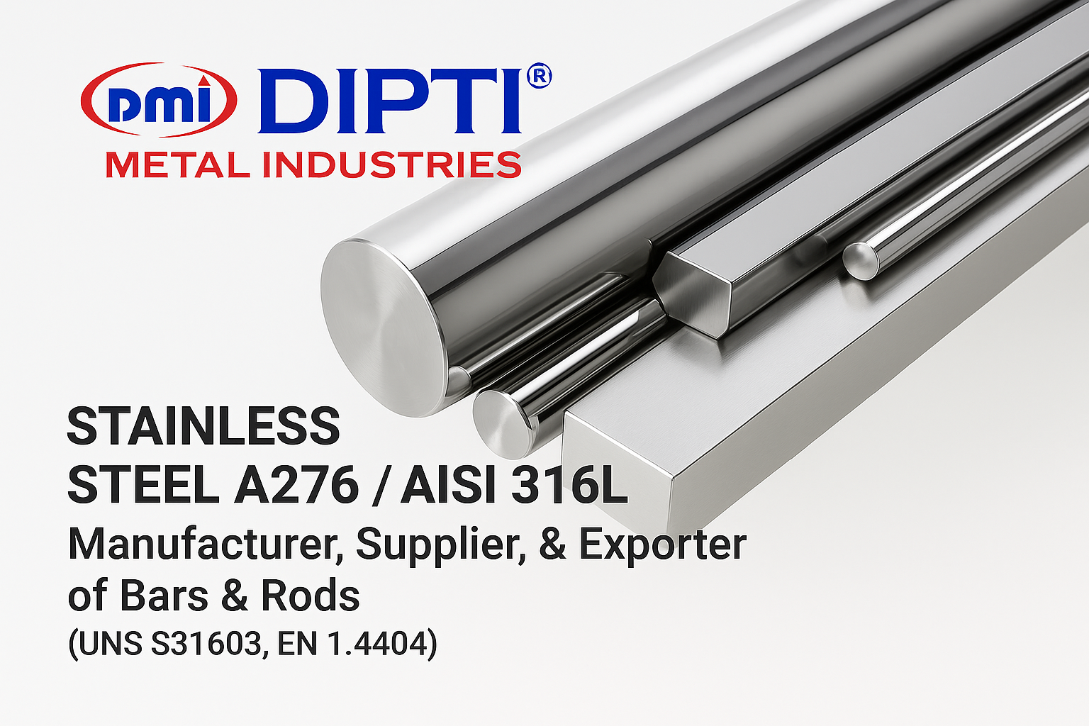 DIPTI Stainless Steel ASTM A276 / AISI 316L Round, Square, Hex Bars & Rods Manufacturer, Exporter, Supplier from Mumbai, India