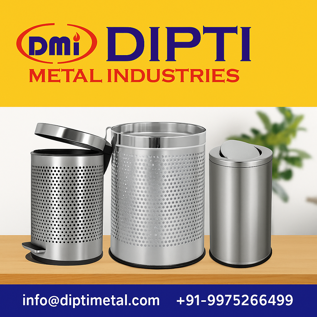Stainless Steel Perforated Round Dustbin Manufacturer, Exporter, Supplier