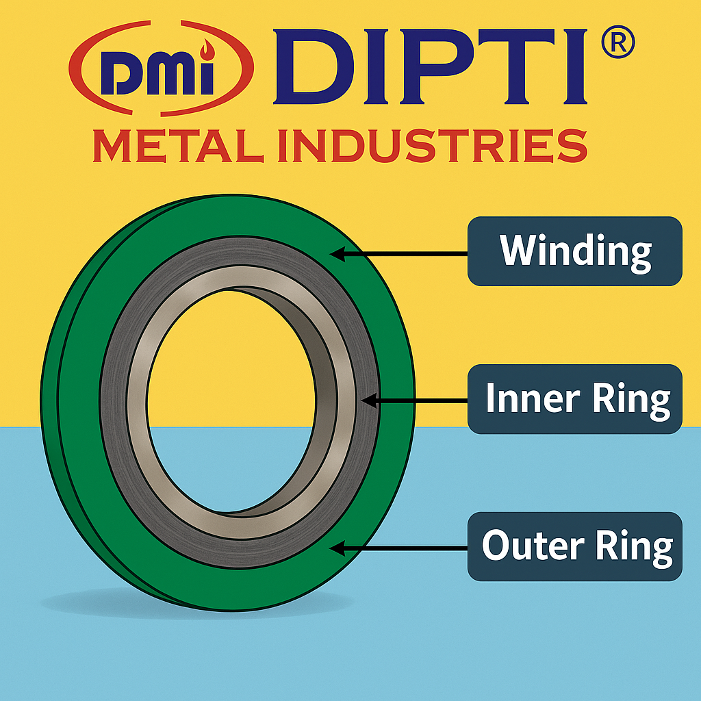 Spiral Wound Gaskets R, RIR, CG, CGI types for high pressure and temperature, various winding and filler materials