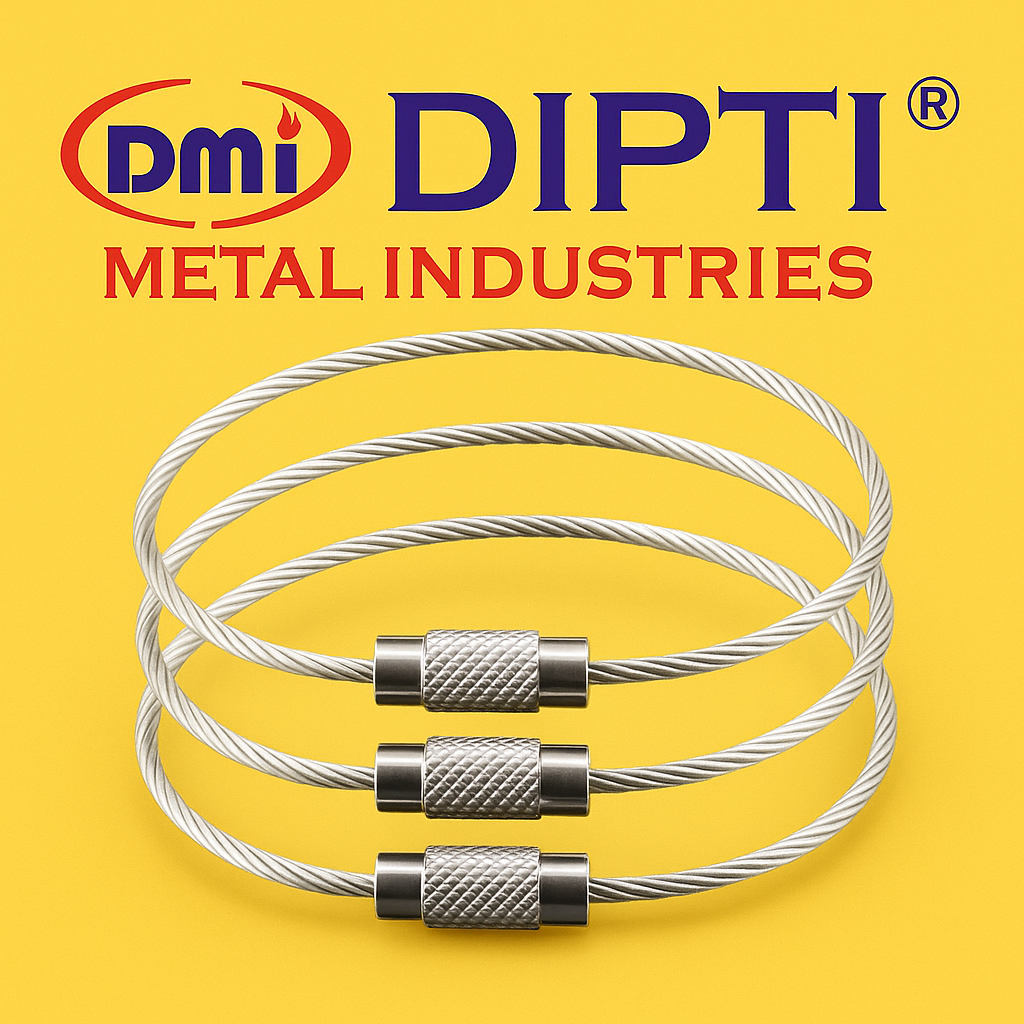 DIPTI Stainless Steel 316 Twisted Wire Cable Keychain with Screw-Lock Connector Manufacturer, Exporter, Supplier from Mumbai, India